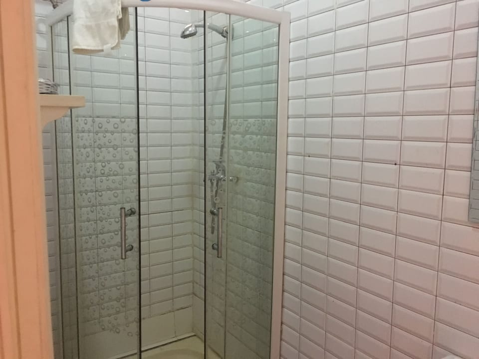 Deep soaking tub, rainfall showerhead, towels