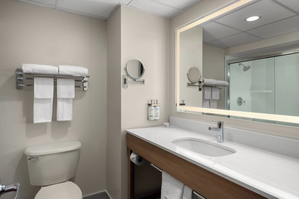 Free toiletries, hair dryer, towels
