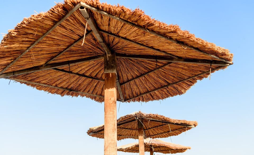 Private beach, sun loungers, beach umbrellas, beach volleyball