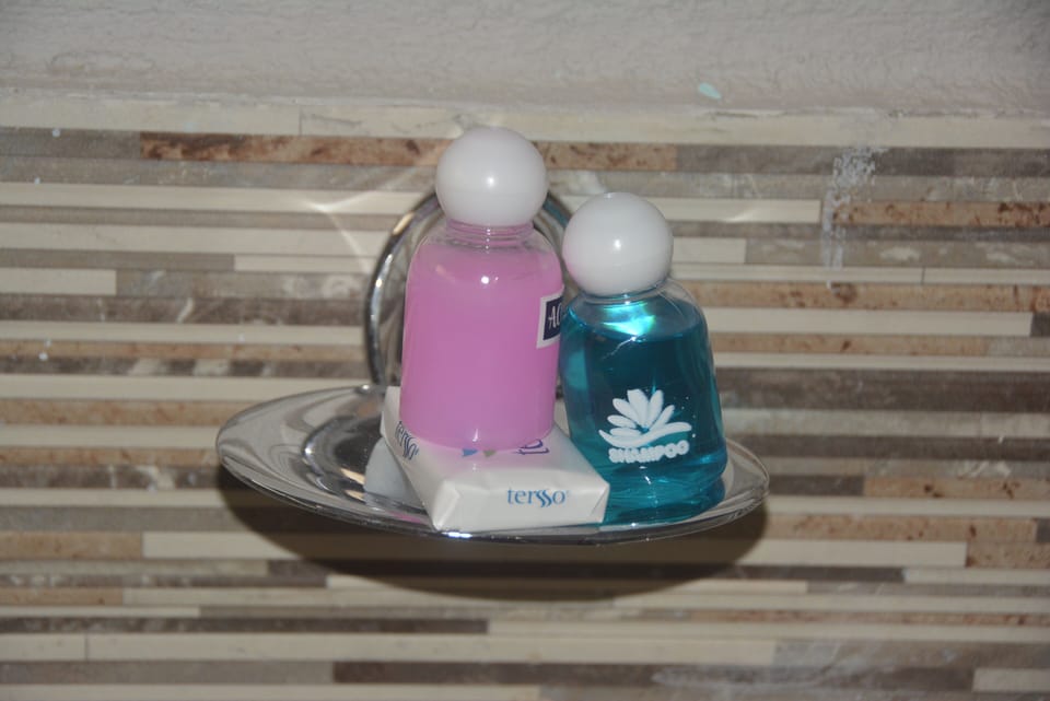 Shower, free toiletries, towels