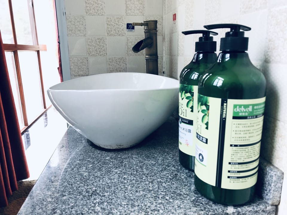 Shower, free toiletries, hair dryer, slippers