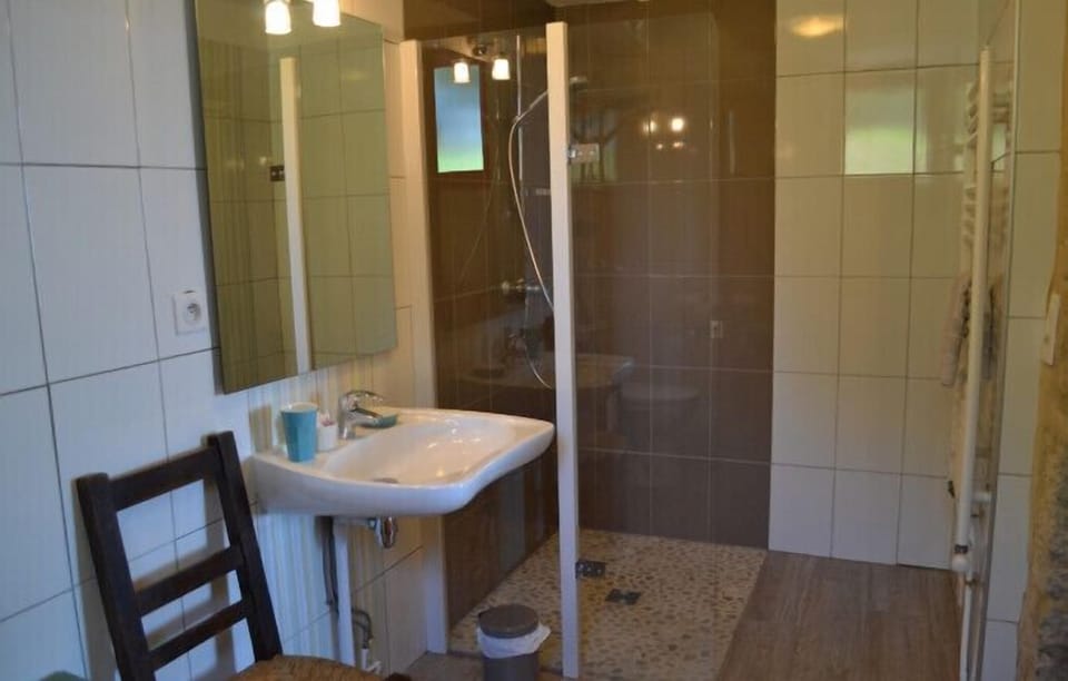 Double Room, Ground Floor (Cèdre) | Bathroom | Shower, rainfall showerhead, hair dryer, towels