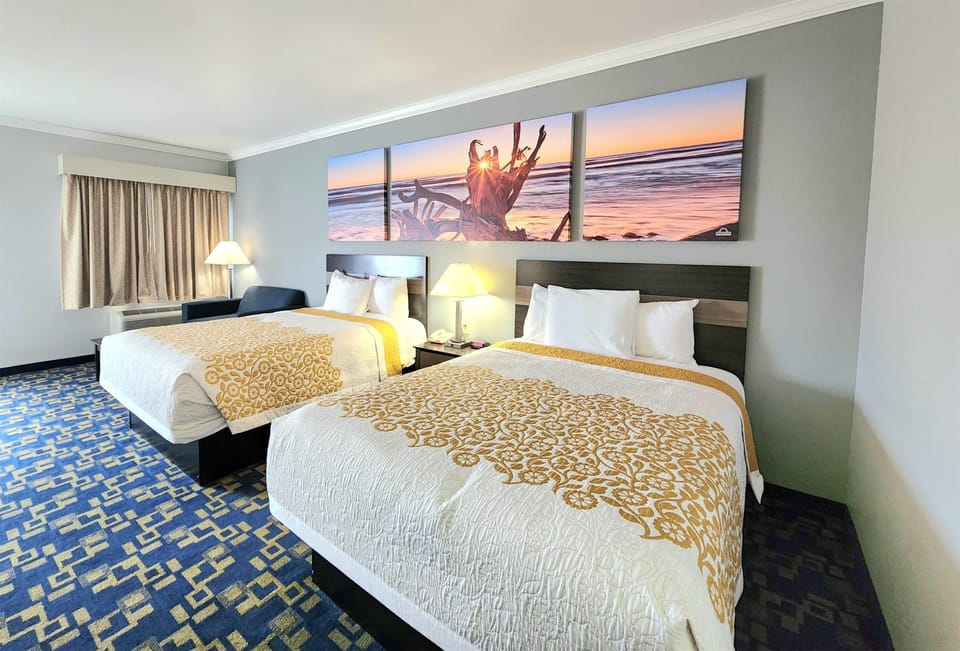 Room, 2 Queen Beds, Accessible, Non Smoking (Mobility/Hearing, Tub w/Grab Bars) | Pillowtop beds, blackout drapes, iron/ironing board