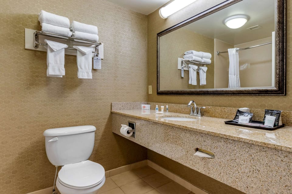 Standard Room, 2 Queen Beds, Non Smoking | Bathroom | Free toiletries, hair dryer, towels