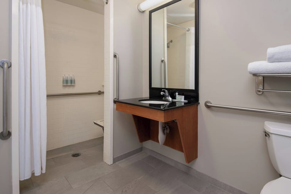 Room, 1 King Bed | Bathroom | Combined shower/tub, free toiletries, hair dryer, towels