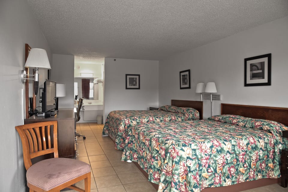 Basic Double Room, 2 Queen Beds, Non Smoking | Desk, laptop workspace, blackout drapes, free WiFi