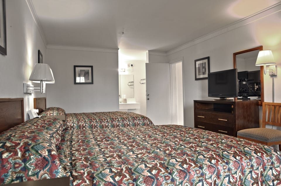 Basic Double Room, 2 Queen Beds, Non Smoking | Desk, laptop workspace, blackout drapes, free WiFi
