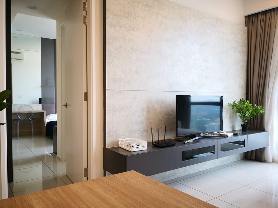 Exclusive Apartment, 2 Bedrooms, City View | Living area | 43-inch LED TV with digital channels, TV, first-run movies