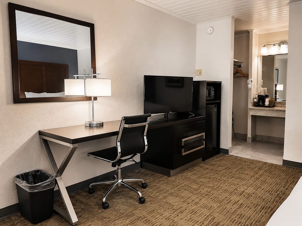 Desk, blackout drapes, iron/ironing board, WiFi (free)