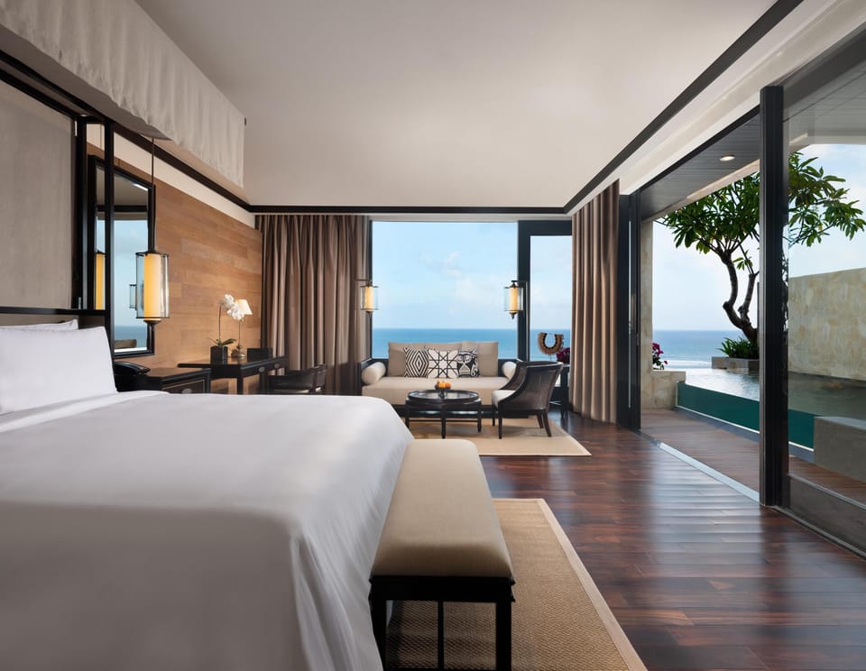 Suite, 1 Bedroom, Private Pool, Ocean View (Junior Suite) | In-room safe, desk, blackout drapes, iron/ironing board