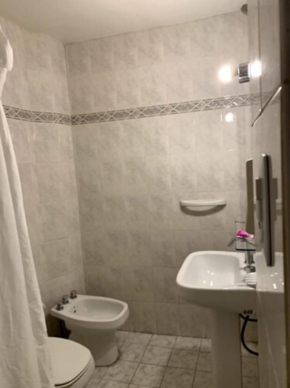 Shower, rainfall showerhead, eco-friendly toiletries, hair dryer