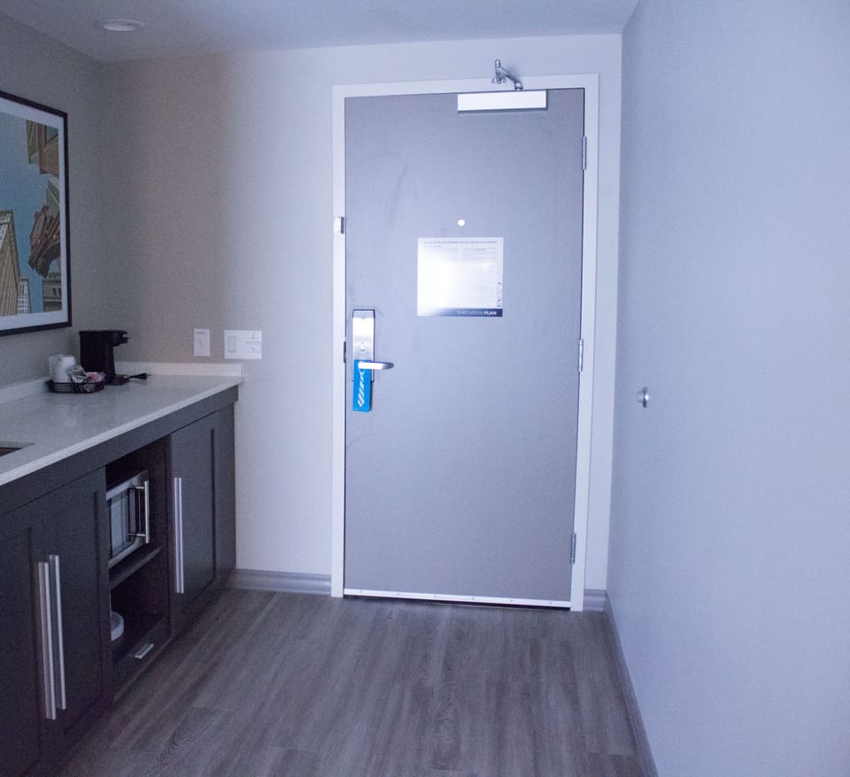 Fridge, microwave, coffee/tea maker