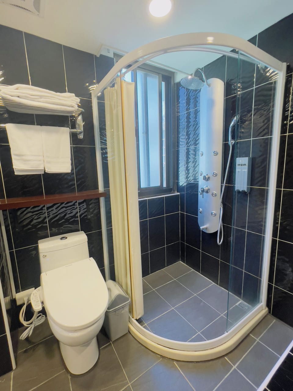 Deluxe Double Room | Bathroom | Hair dryer, slippers, bidet, toilet paper