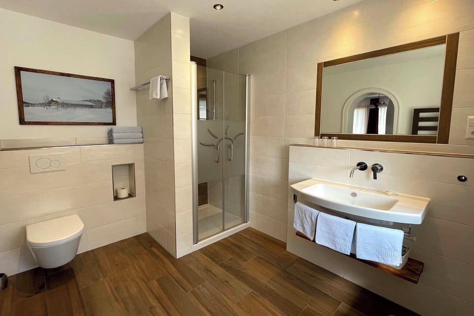 Comfort Double Room | Bathroom | Hair dryer, towels