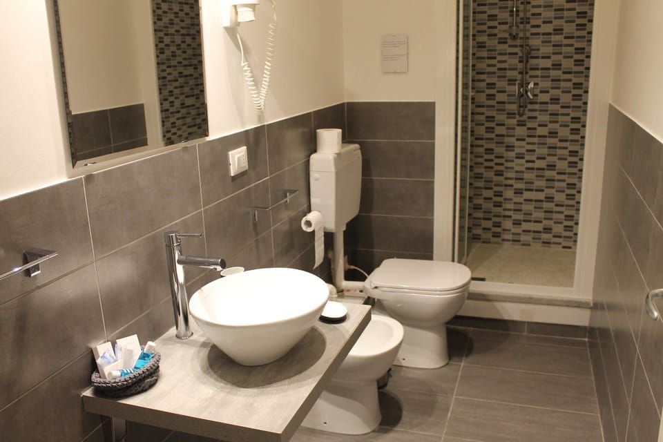 Free toiletries, hair dryer, bidet, towels