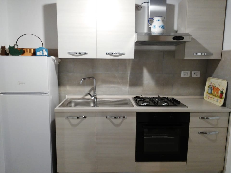 Fridge, microwave, cookware/dishes/utensils