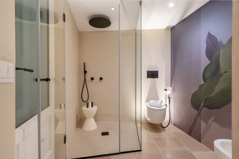 Shower, slippers, bidet