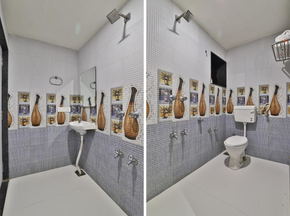 Shower, slippers, towels