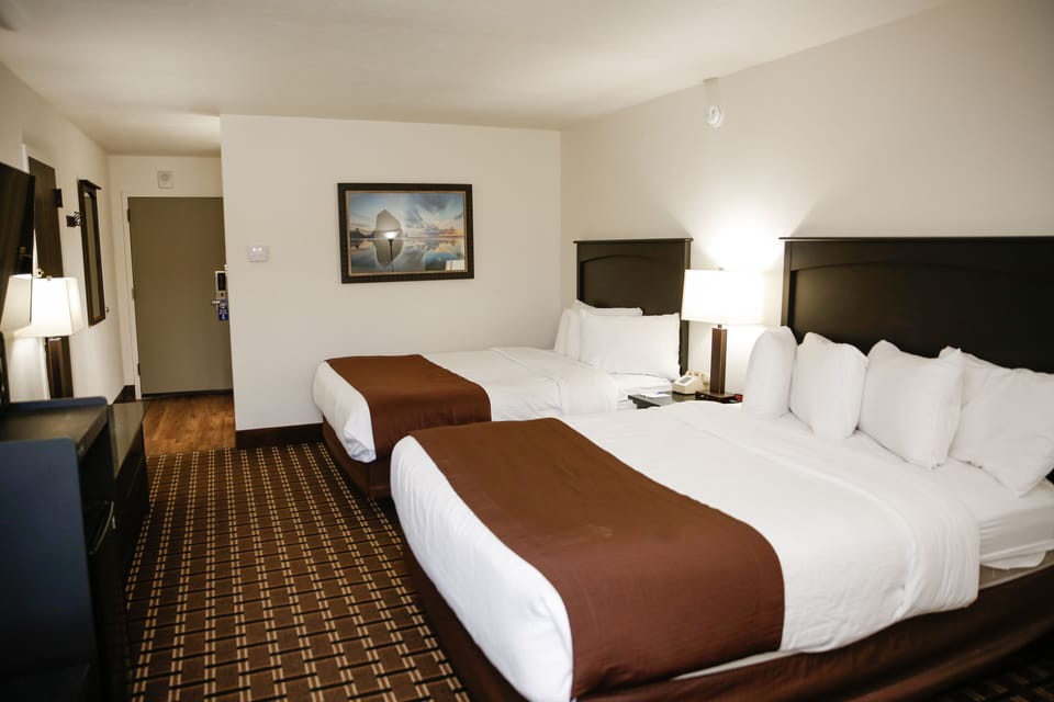 Standard Room, 2 Queen Beds | Pillowtop beds, blackout drapes, iron/ironing board, cribs (free)