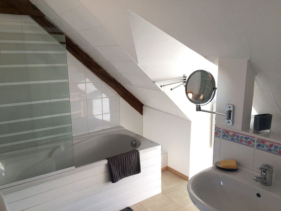 Deluxe Double Room, 1 Queen Bed, Non Smoking (Tribord) | Bathroom | Combined shower/tub, hair dryer, bathrobes, towels