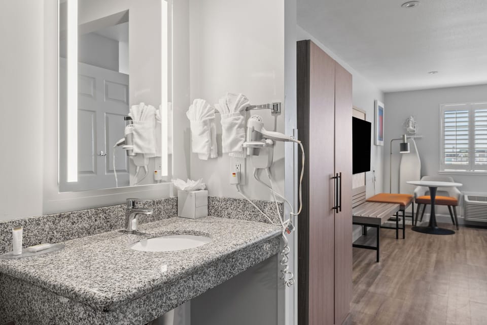 Standard Room, 2 Queen Beds, Accessible | In-room safe, desk, laptop workspace, iron/ironing board