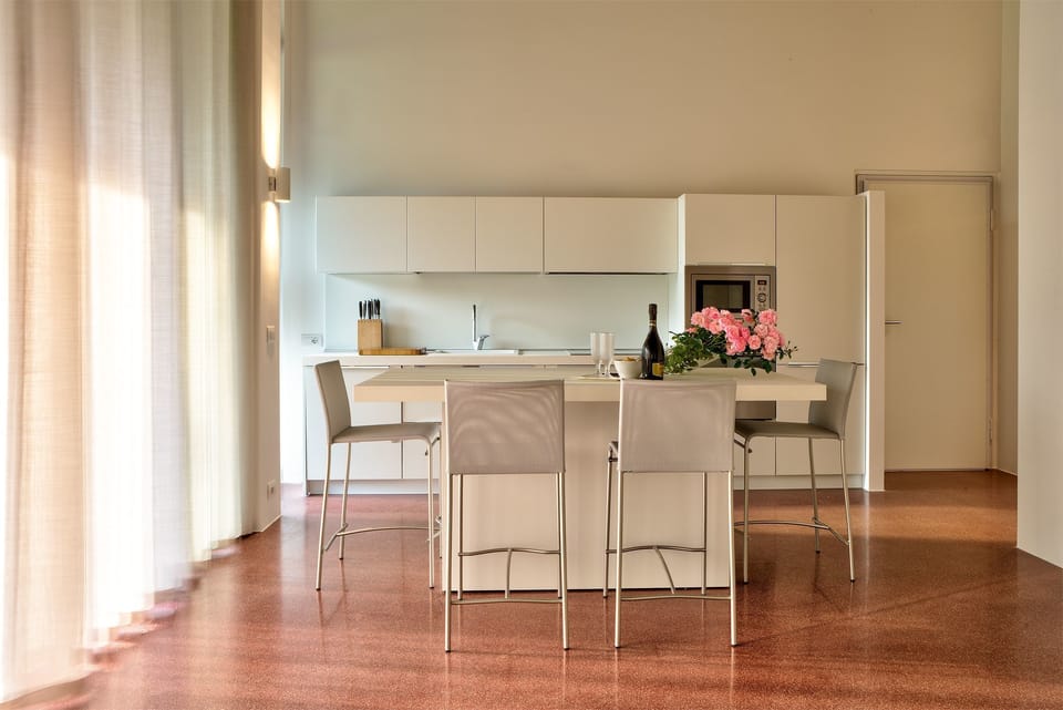 Exclusive Apartment, 2 Bedrooms, Accessible, Garden View (Ninfea) | Private kitchen | Fridge, microwave, oven, stovetop