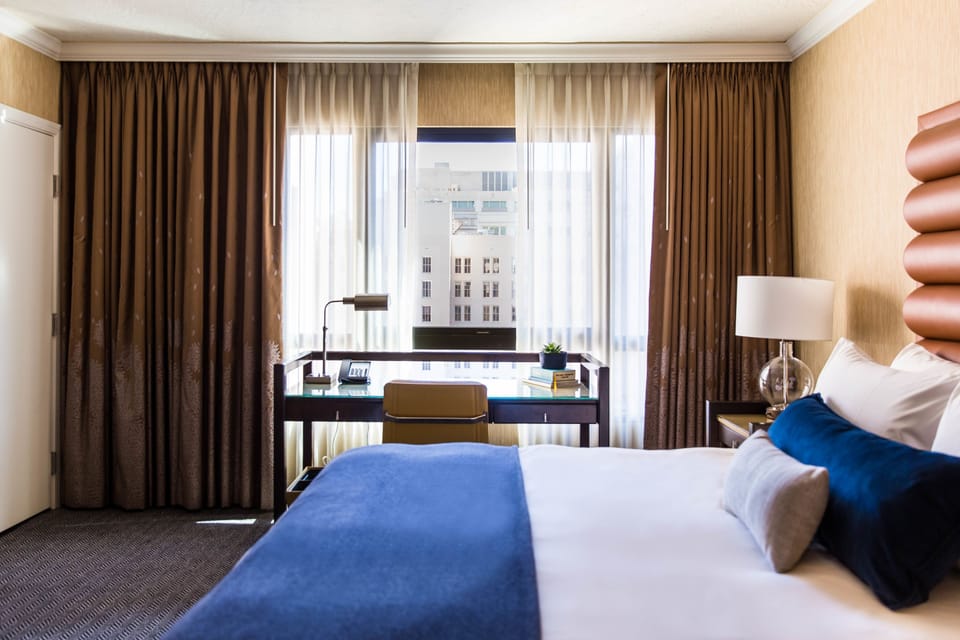 Premium bedding, down comforters, pillowtop beds, in-room safe