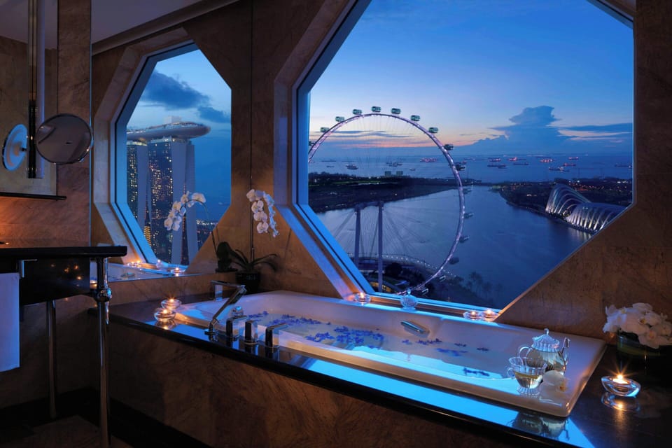 Club Premier Suite, 1 King Bed, Bay View | Bathroom | Separate tub and shower, deep soaking tub, rainfall showerhead