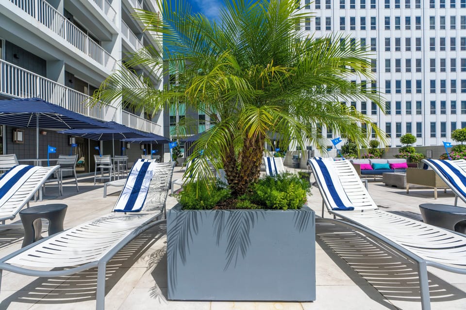 Outdoor pool, open 9:00 AM to 9:00 PM, free cabanas