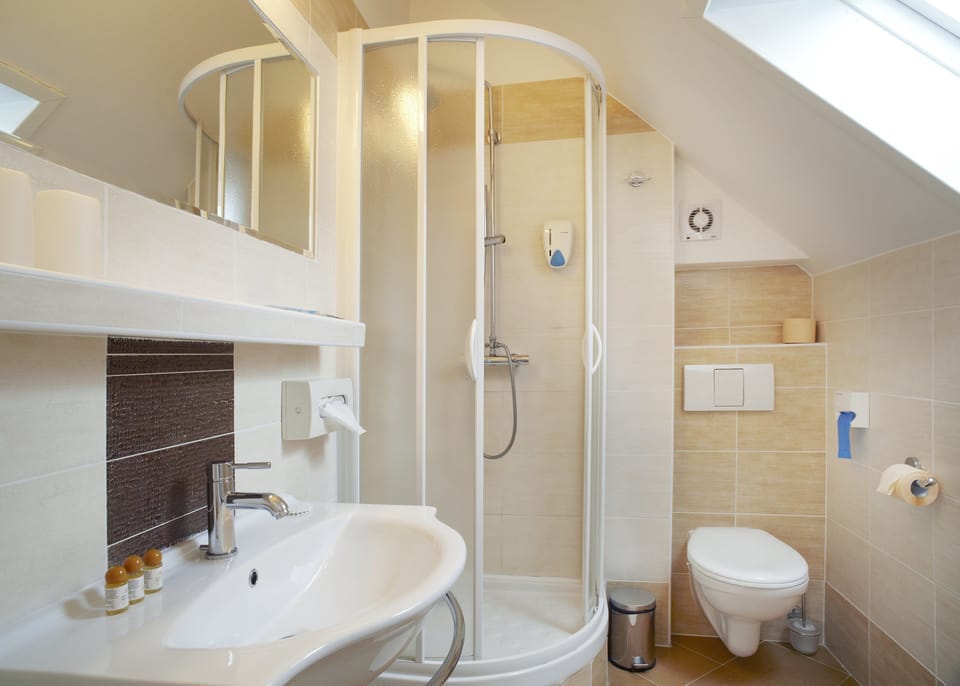 Single Room | Bathroom | Shower, rainfall showerhead, free toiletries, hair dryer