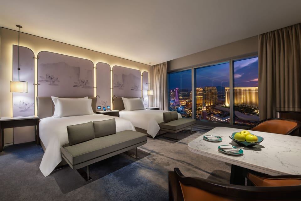 Premier Double Queen Room with Cotai View | Minibar (some free items), in-room safe, desk, blackout drapes