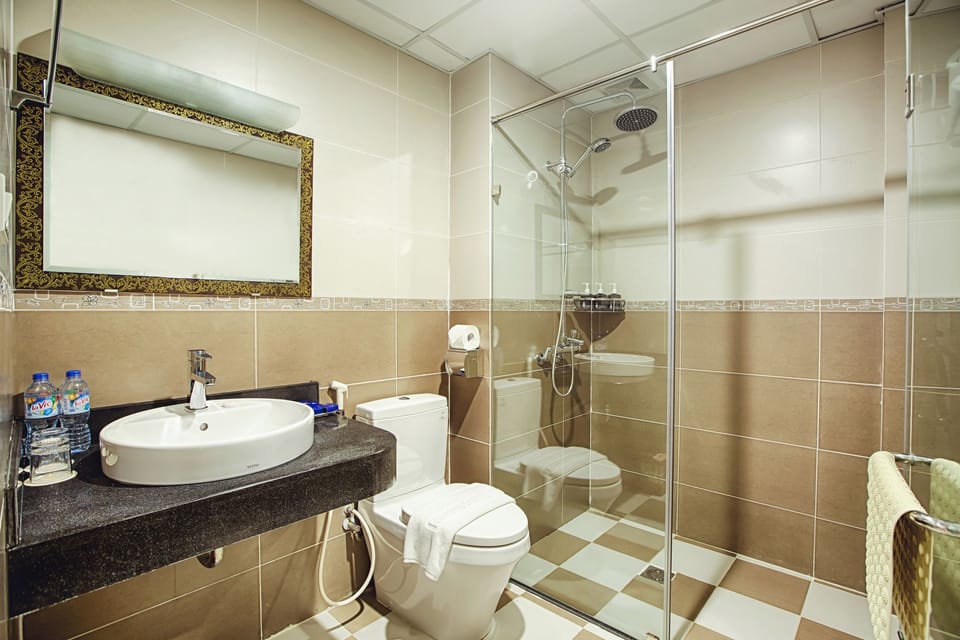 Free toiletries, hair dryer, slippers, towels