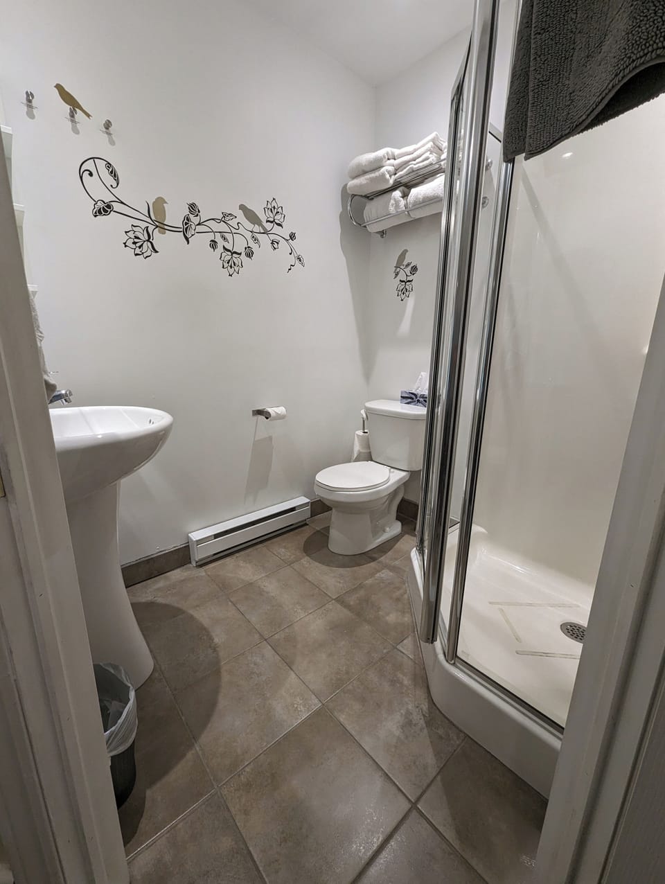 Shower, free toiletries, hair dryer, bathrobes