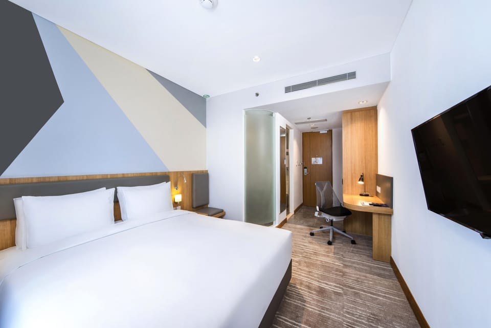 In-room safe, desk, laptop workspace, blackout drapes