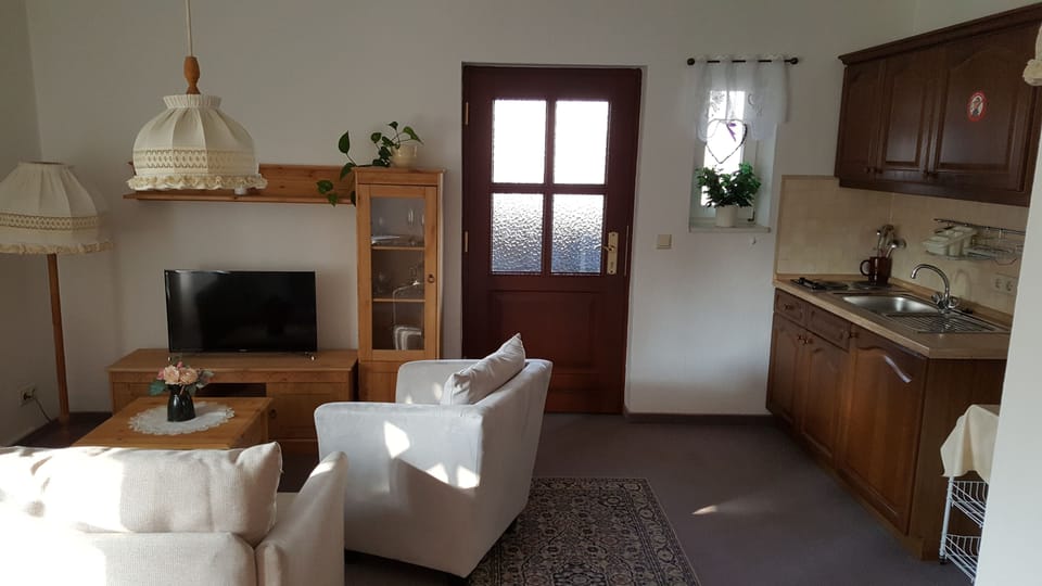 Apartment, Terrace | Living area | 150-cm flat-screen TV with digital channels