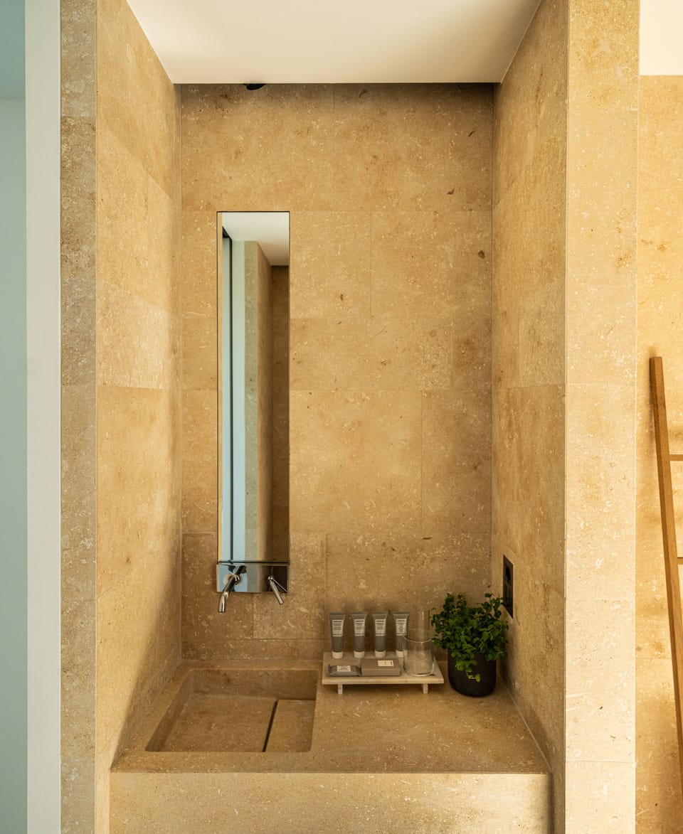 Shower, rainfall showerhead, designer toiletries, hair dryer