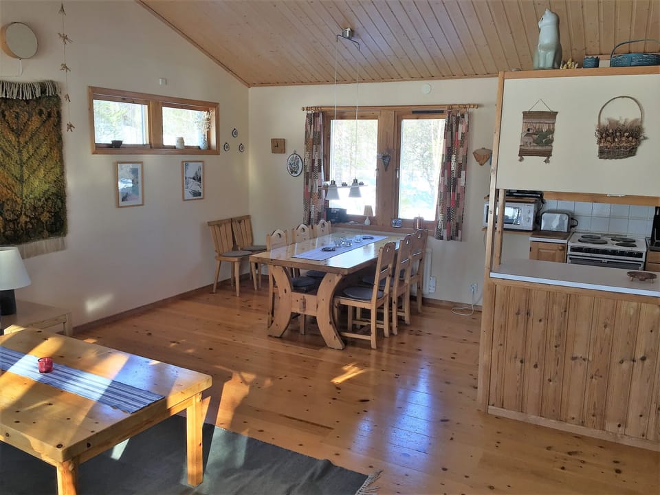 Family House, 3 Bedrooms, Non Smoking, Sauna | Living room | 55-inch flat-screen TV with satellite channels, TV, fireplace