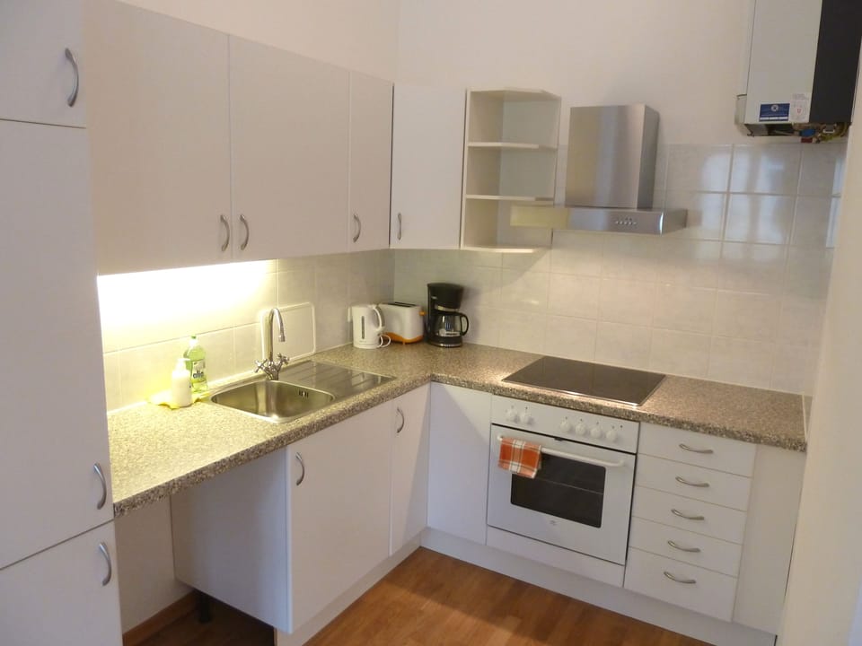 City Apartment, 2 Bedrooms | Private kitchen | Fridge, oven, stovetop, coffee/tea maker