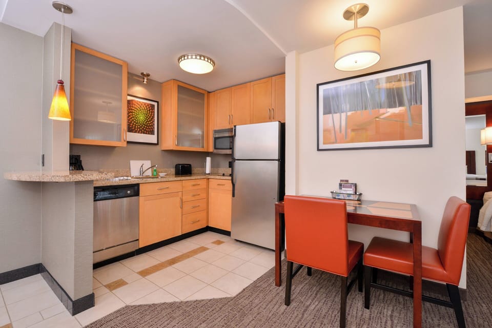 Family Studio, 2 Twin Beds | Private kitchen | Full-size fridge, microwave, stovetop, dishwasher