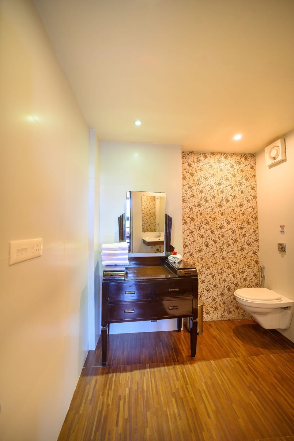 Shower, free toiletries, hair dryer, slippers