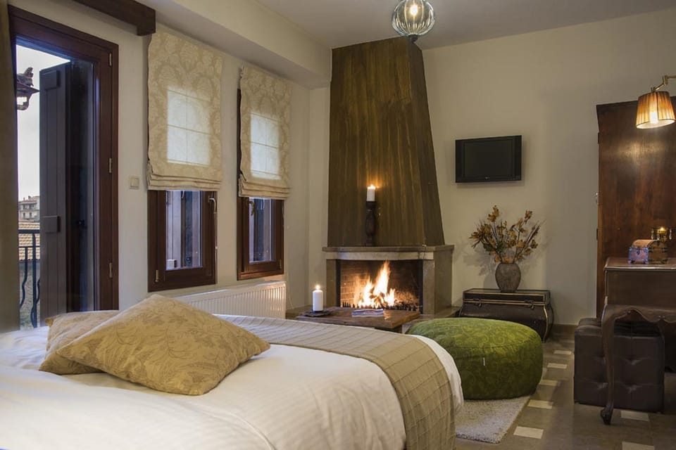 Double Room, Fireplace | Premium bedding, down comforters, pillowtop beds, minibar