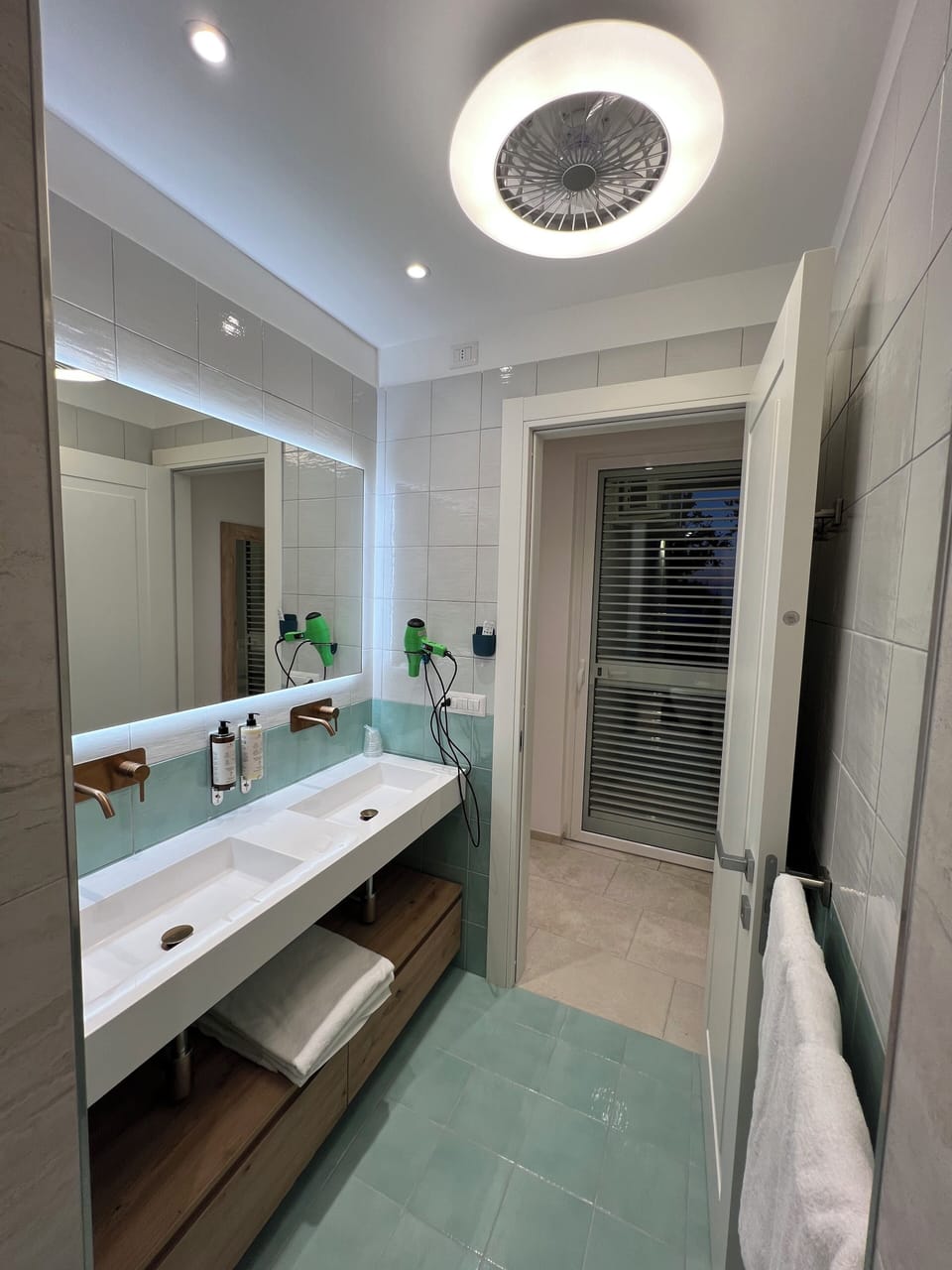 Hair dryer, bidet, soap, shampoo