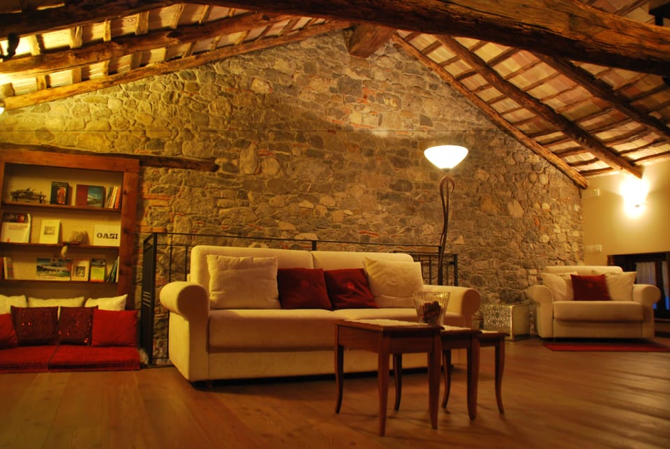 Suite | Living area | Flat-screen TV, books