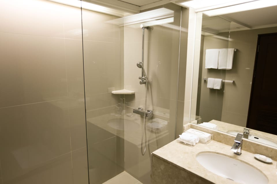 Free toiletries, hair dryer, bathrobes, slippers