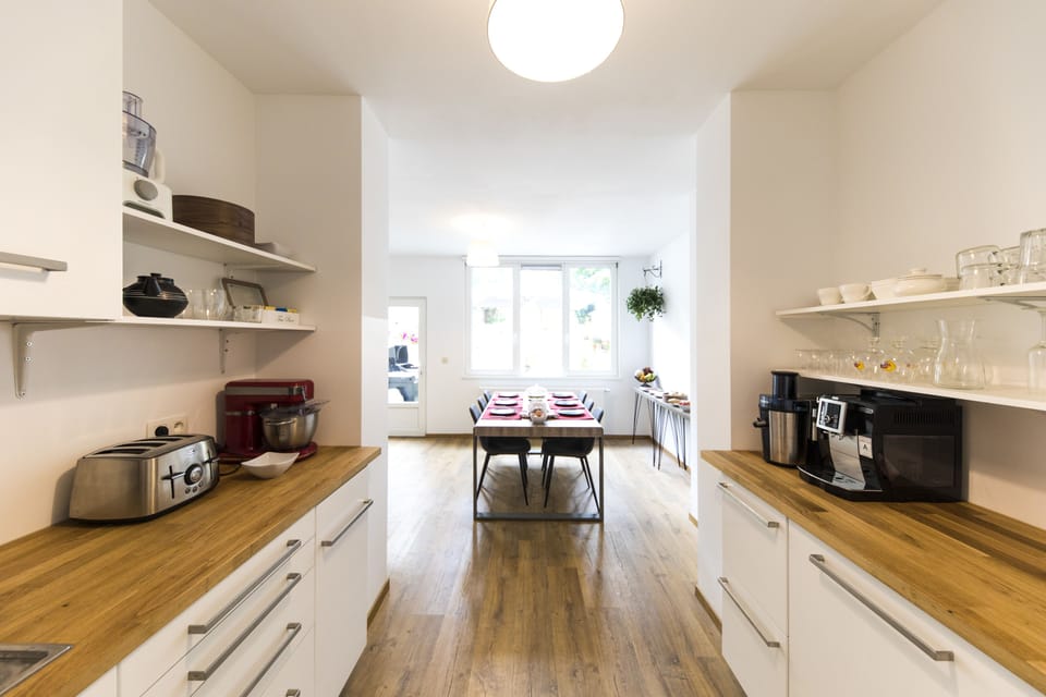 Shared fridge, microwave, coffee/tea maker