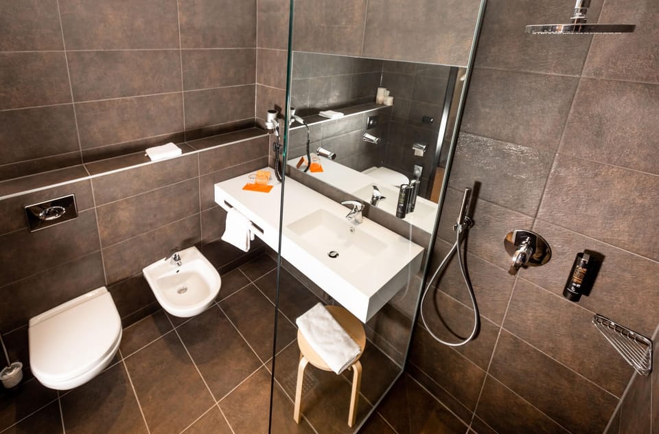 Shower, hair dryer, bathrobes, bidet
