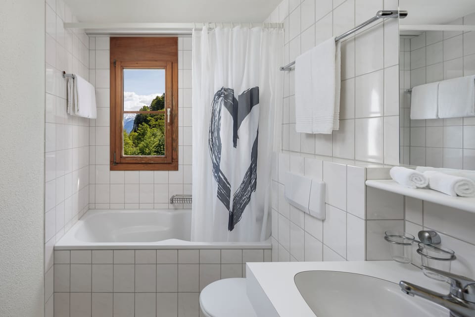Double Room, Lake View | Bathroom | Hair dryer, towels