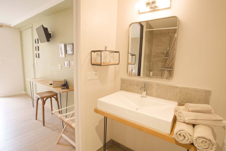 Double Room (Argile) | Bathroom | Shower, hair dryer, towels