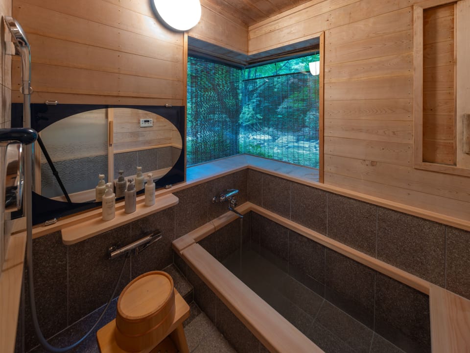 Traditional Japanese Style Room-Private Villa (Kariyasu/Kuraiyama), Non Smoking | Bathroom | Separate tub and shower, deep soaking tub, free toiletries, hair dryer