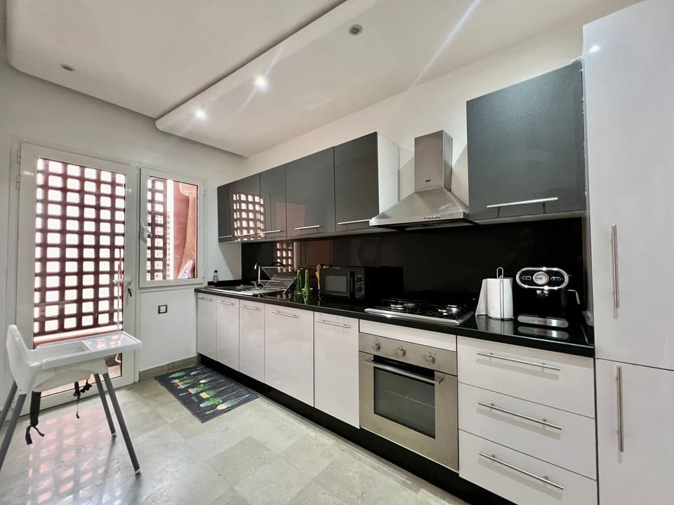 Fridge, oven, stovetop, espresso maker